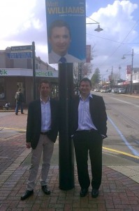 Candidate Matt Williams with Liberal Senator Simon Birmingham