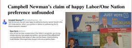 Campbell Newman's claim of happy Labor/One Nation Preferences Unfounded